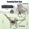 Reclining Camping Chair with Footrest 4-Position Adjustable Outdoor Folding Chair Heavy Duty Portable Camping Lounge Chair with Headrest Cup Holder &