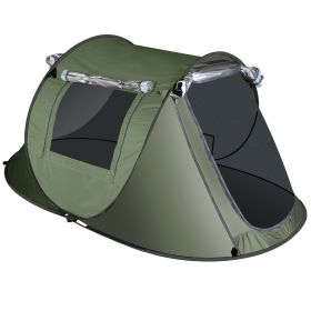 3-4 Person Pop Up Tent Automatic Setup Camping Tent Waterproof Instant Setup Tent with 2 Mosquito Net Windows Carrying Bag for Hiking Climbing Adventu (Color: Green, size: 3_4Person)