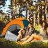 4 Persons Camping Waterproof Tent Pop Up Tent Instant Setup Tent w/2 Mosquito Net Doors Carrying Bag Folding 4 Seasons for Hiking Climbing Adventure F