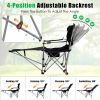 Reclining Camping Chair with Footrest 4-Position Adjustable Outdoor Folding Chair Heavy Duty Portable Camping Lounge Chair with Headrest Cup Holder &