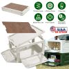 Folding Storage Bin Camping Collapsible Organizer Box Stackable Grocery Container Shelf Baskets with Cutting Board Top Lid 4 Side Lockable Doors Wheel