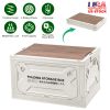 Folding Storage Bin Camping Collapsible Organizer Box Stackable Grocery Container Shelf Baskets with Cutting Board Top Lid 4 Side Lockable Doors Wheel