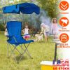 Foldable Beach Canopy Chair Sun Protection Camping Lawn Canopy Chair 330LBS Load Folding Seat w/ Cup Holder For Beach Poolside Travel Picnic