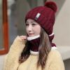 Winter Beanie Hat Scarf Set Women Warm Knitting Skull Cap Neck Warmer for Walking Running Hiking Camping Outdoors Gift