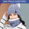 Winter Beanie Hat Scarf Set Women Warm Knitting Skull Cap Neck Warmer for Walking Running Hiking Camping Outdoors Gift