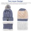Winter Beanie Hat Scarf Set Women Warm Knitting Skull Cap Neck Warmer for Walking Running Hiking Camping Outdoors Gift
