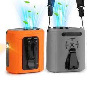 5 In 1 Portable Waist Clip Fan With 5 Speeds Flashlight 10000mAh Battery Operated Personal Wearable Turbo Belt Fan Hands-Free Neck Fan For Camping Tra (Color: Orange)