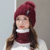 Winter Beanie Hat Scarf Set Women Warm Knitting Skull Cap Neck Warmer for Walking Running Hiking Camping Outdoors Gift