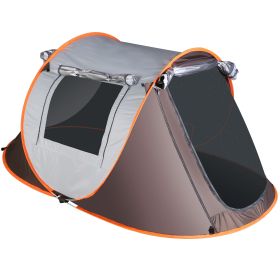 3-4 Person Pop Up Tent Automatic Setup Camping Tent Waterproof Instant Setup Tent with 2 Mosquito Net Windows Carrying Bag for Hiking Climbing Adventu (Color: Khaki, size: 3_4Person)