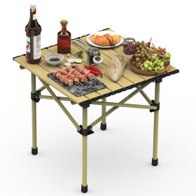 Folding Camping Table Portable Lightweight Carbon Steel Roll-up Picnic BBQ Desk with Carry Bag Heavy Duty for Outdoor Beach Backyard Party Patio Campi (size: 51_53CM)