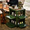 Folding Storage Bin Camping Collapsible Organizer Box Stackable Grocery Container Shelf Baskets with Cutting Board Top Lid 4 Side Lockable Doors Wheel