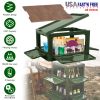 Folding Storage Bin Camping Collapsible Organizer Box Stackable Grocery Container Shelf Baskets with Cutting Board Top Lid 4 Side Lockable Doors Wheel