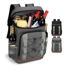 Cooler Backpack 36 Can Leakproof Insulated Cooler Backpack with 25L/6.6Gal for Picnic Camping Beach Hiking Fishing Travel (Color: Grey)