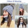 Winter Beanie Hat Scarf Set Women Warm Knitting Skull Cap Neck Warmer for Walking Running Hiking Camping Outdoors Gift